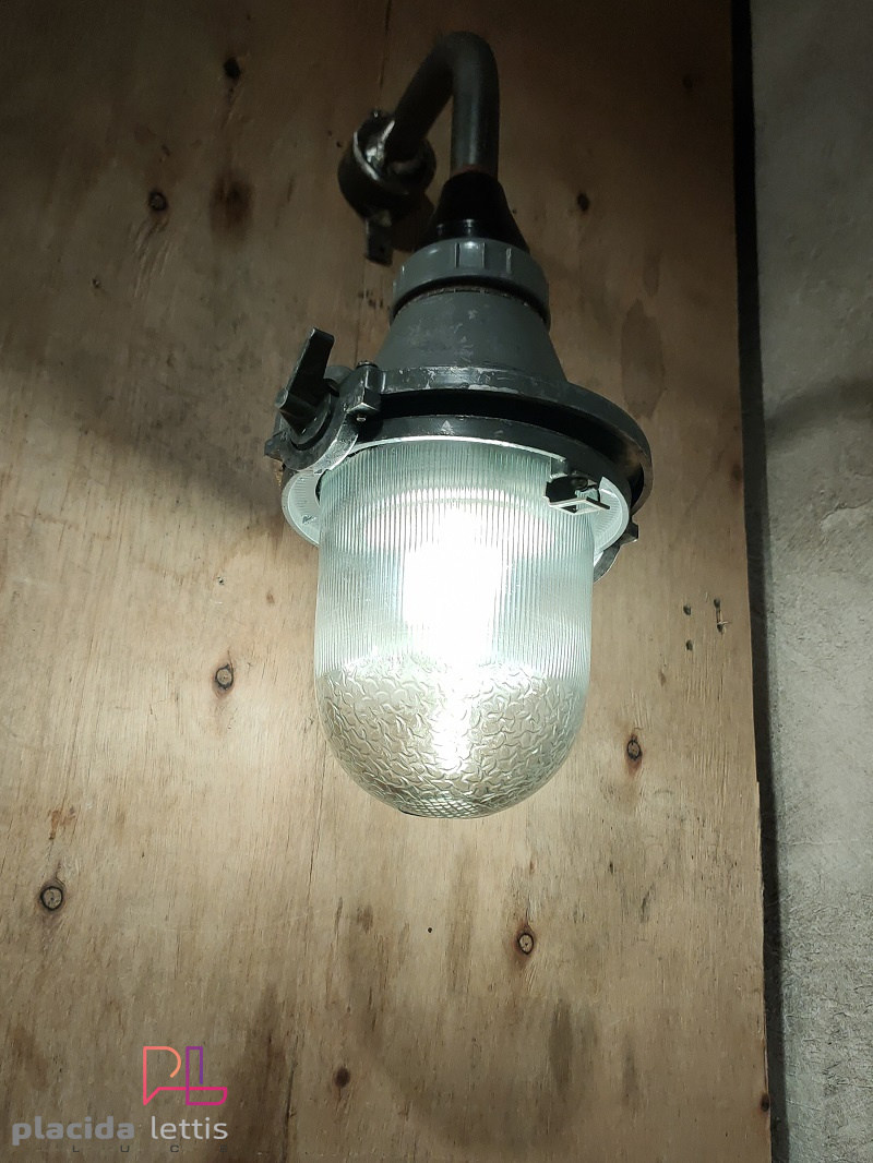 Small industrial wall lamps with glass