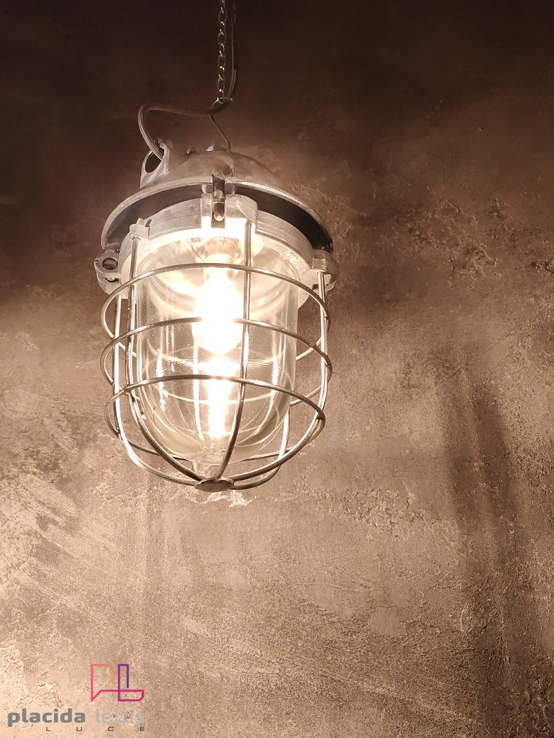 Original vintage explosion-proof pendant light by Polam, Poland 1970s – dettaglio 5