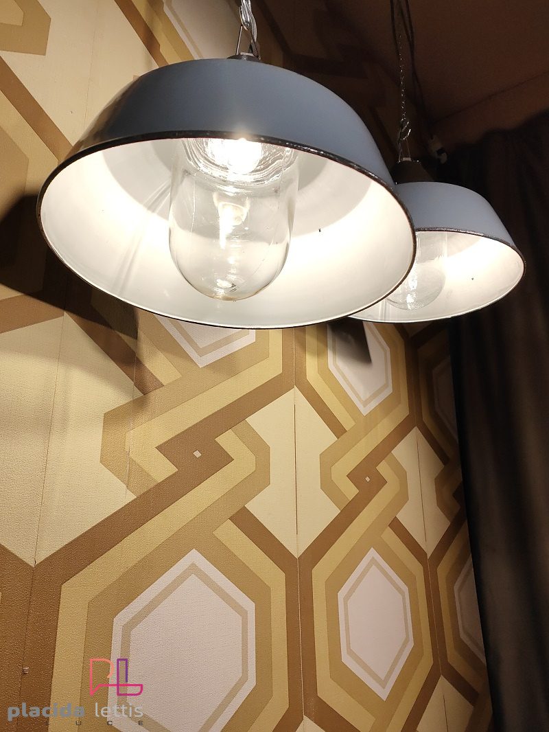 Lampada a sospensione vintage originale grigio-azzurra, Ungheria anni '60 – dettaglio 7