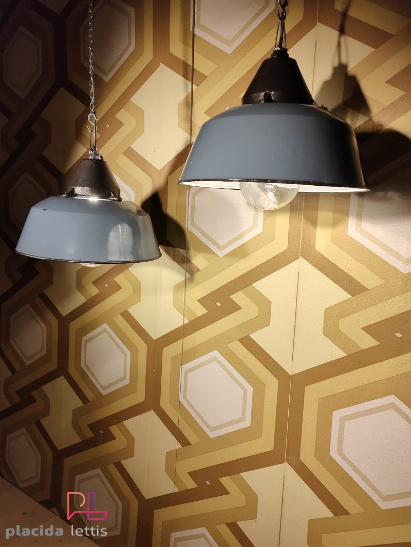 Lampada a sospensione vintage originale grigio-azzurra, Ungheria anni '60 – dettaglio 14