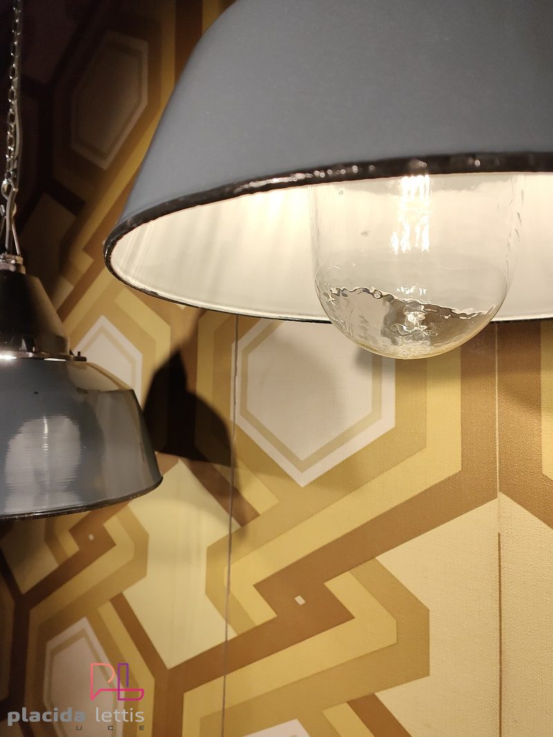 Lampada a sospensione vintage originale grigio-azzurra, Ungheria anni '60 – dettaglio 17
