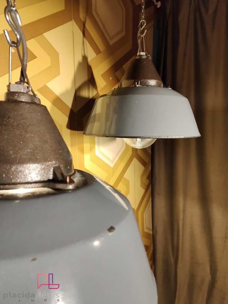 Lampada a sospensione vintage originale grigio-azzurra, Ungheria anni '60 – dettaglio 18