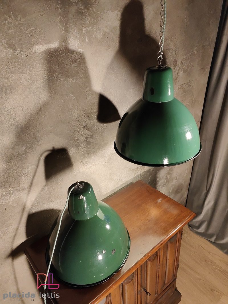 Lampada a sospensione vintage originale verde bottiglia, 40 cm – dettaglio 5