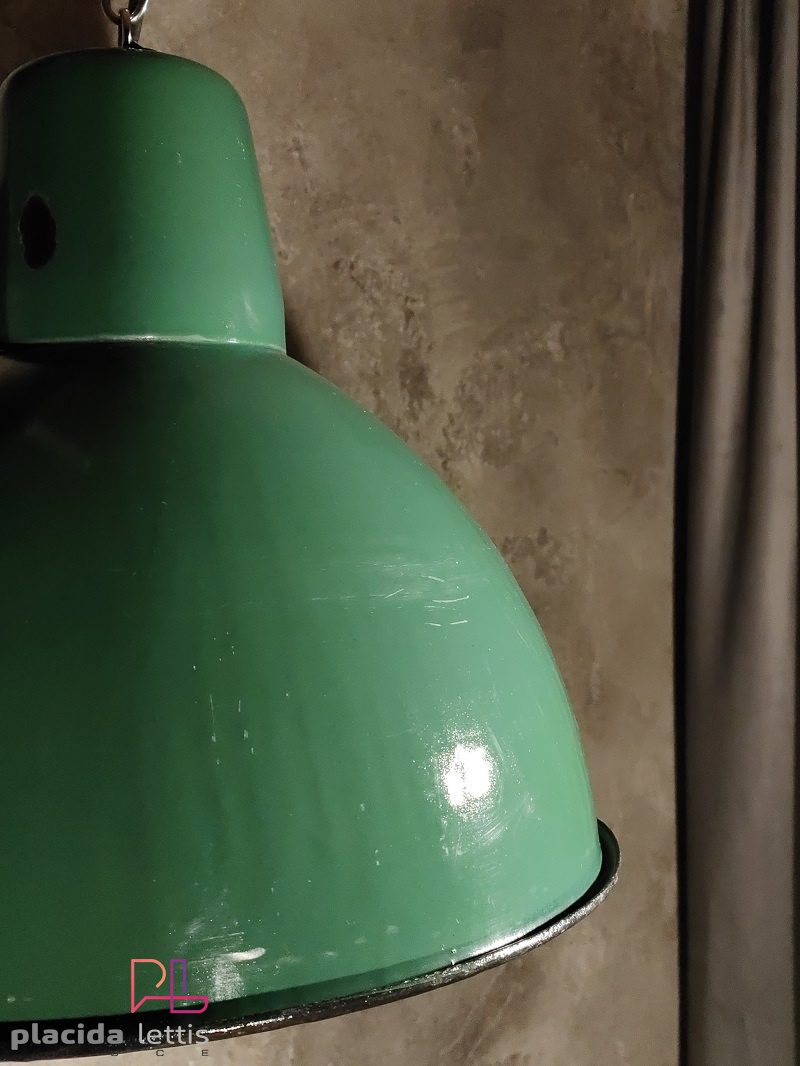 Lampada a sospensione vintage originale verde bottiglia, 40 cm – dettaglio 12