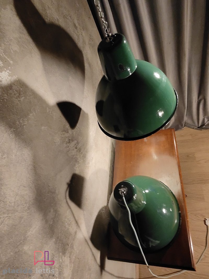 Lampada a sospensione vintage originale verde bottiglia, 40 cm – dettaglio 16