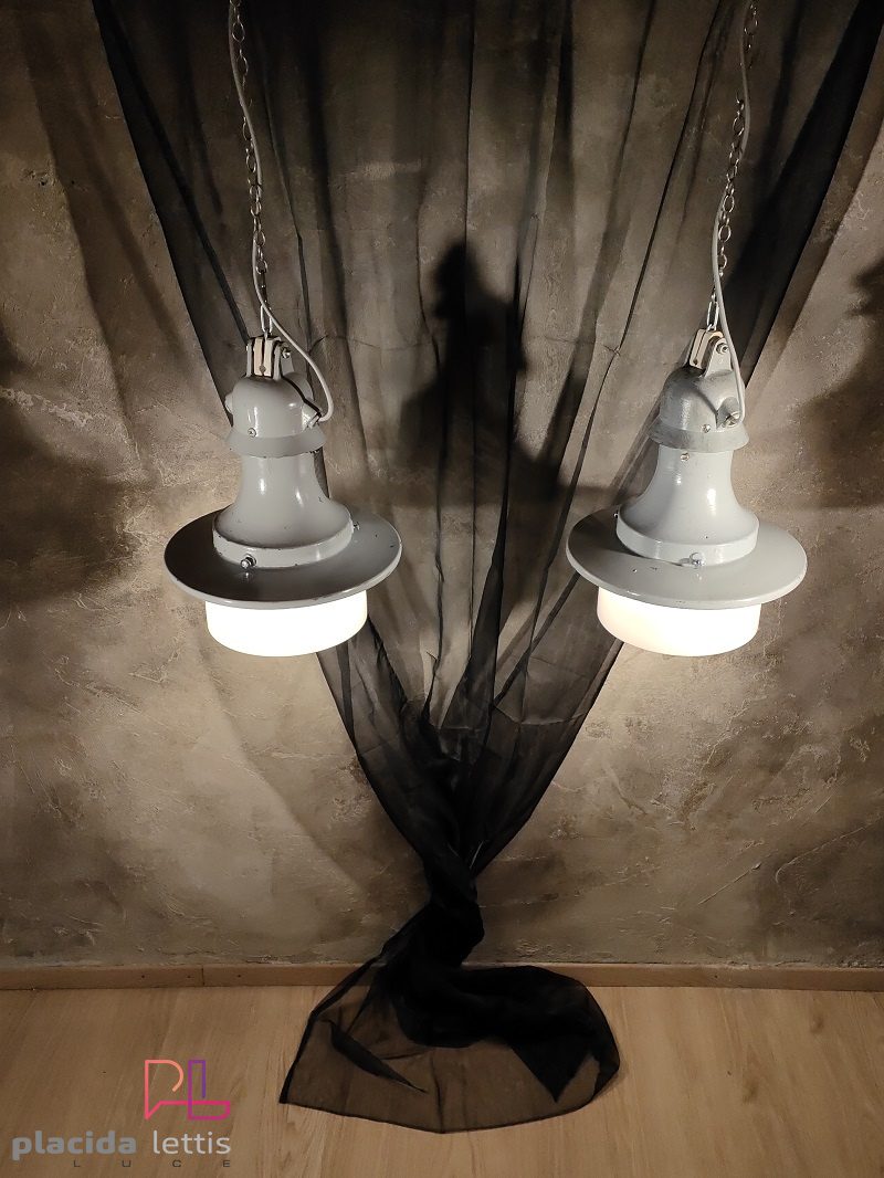 Lampada a sospensione vintage originale con vetro opalino, Verona anni '50 – dettaglio 14