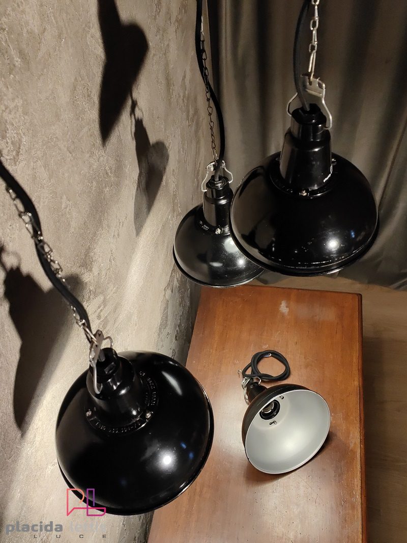 Lampada a sospensione vintage originale piccola nera, URSS anni '70 – dettaglio 8