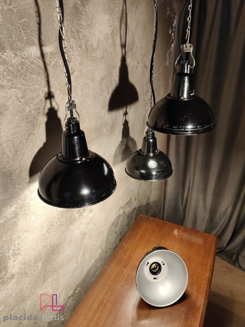 Lampada a sospensione vintage originale piccola nera, URSS anni '70 – dettaglio 9
