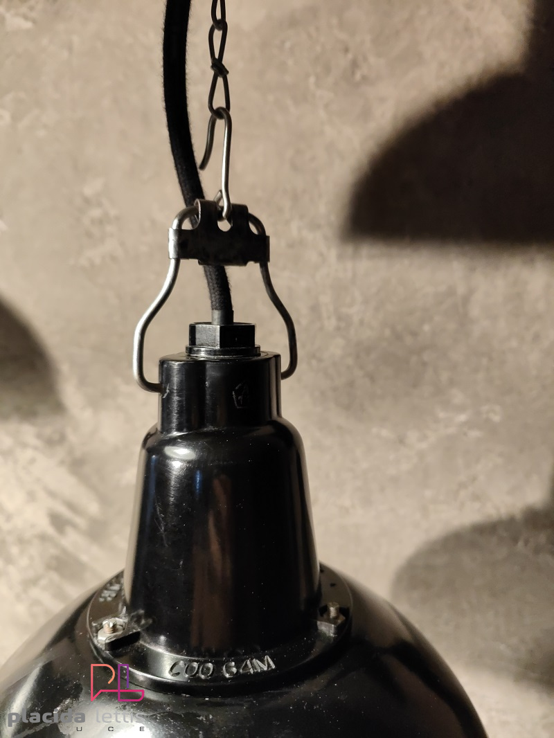 Lampada a sospensione vintage originale piccola nera, URSS anni '70 – dettaglio 16