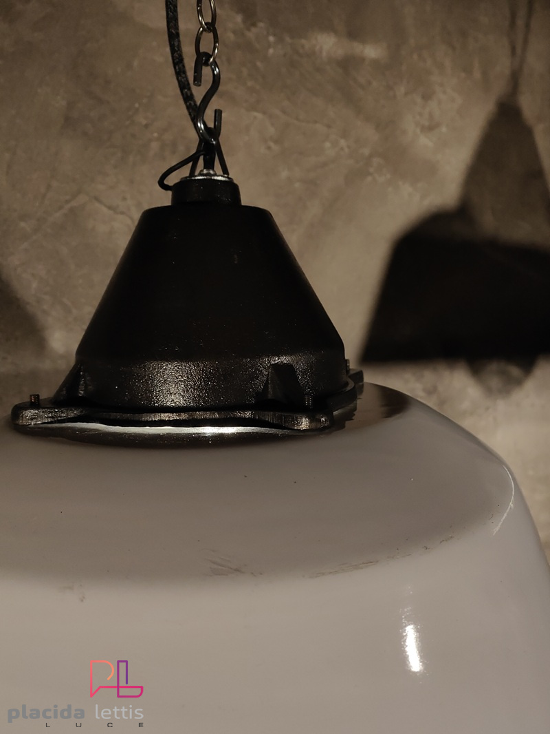 Lampada a sospensione vintage originale bianca, Ungheria anni '60 – dettaglio 20