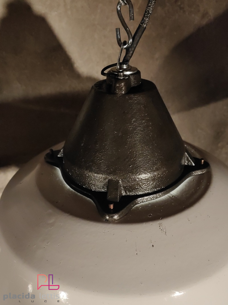 Lampada a sospensione vintage originale bianca, Ungheria anni '60 – dettaglio 18