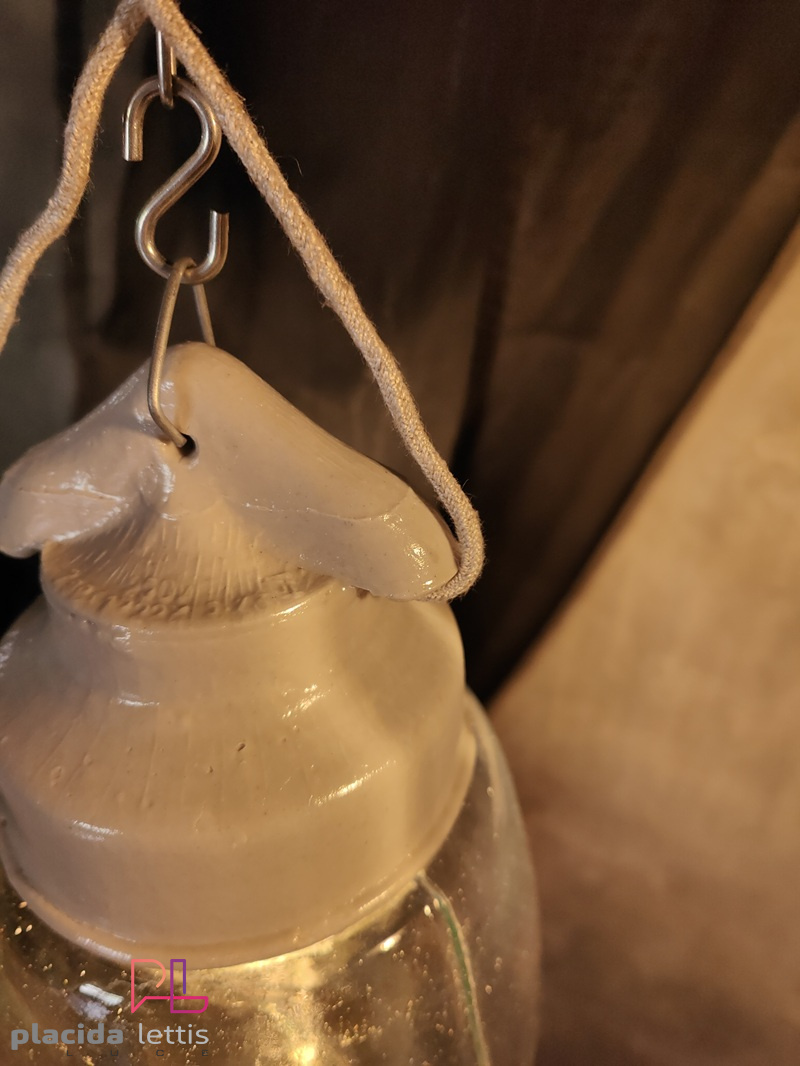 Lampada a sospensione vintage originale in ceramica e vetro a goccia – dettaglio 16