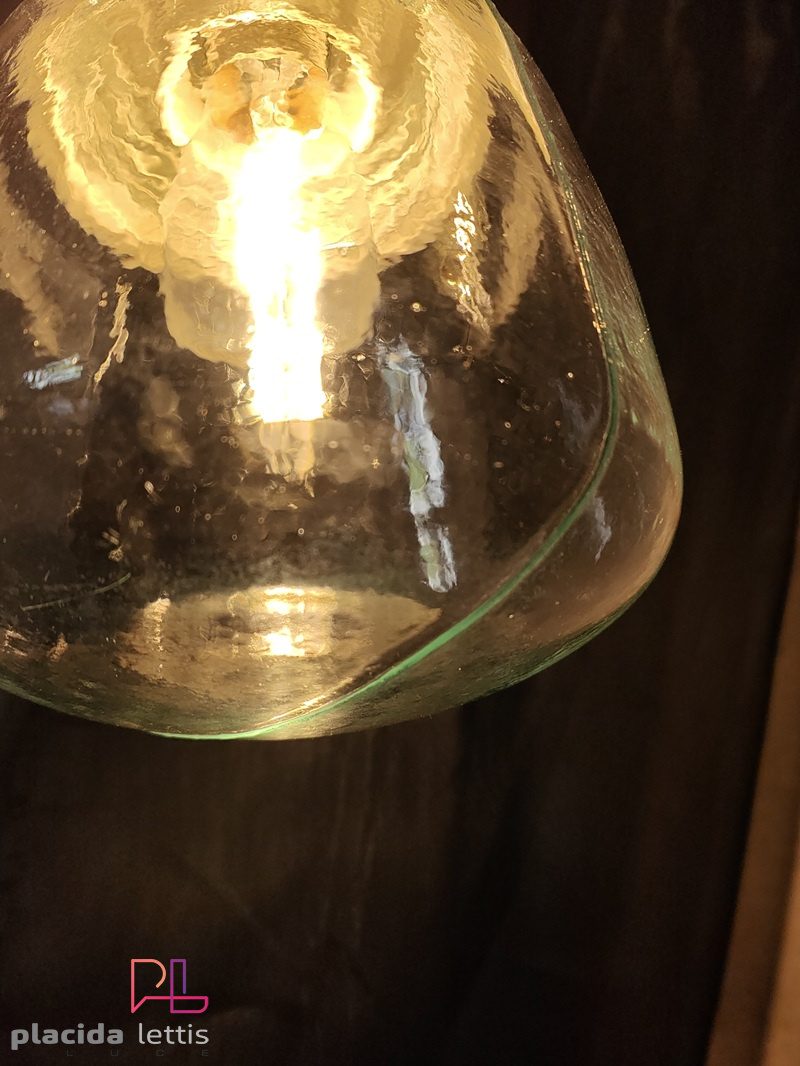 Lampada a sospensione vintage originale in ceramica e vetro a goccia – dettaglio 15