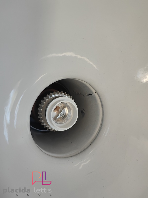 Lampada a sospensione vintage originale blu-grigia con griglia, anni '50 – dettaglio 19