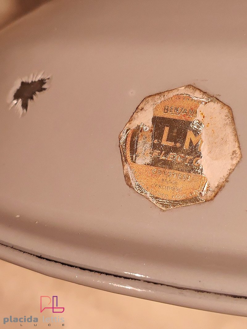 Lampada a sospensione vintage originale Benjamin RLM smaltata, anni '50 – dettaglio 5