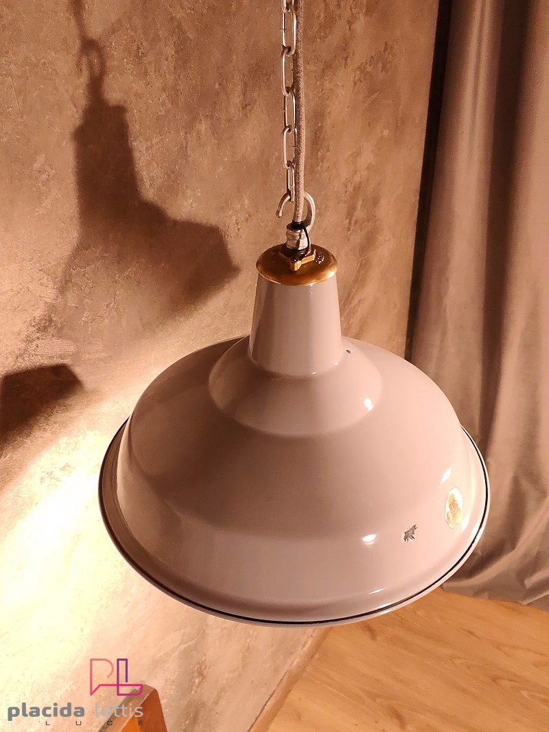 Lampada a sospensione vintage originale Benjamin RLM smaltata, anni '50 – dettaglio 11