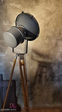 Lampada con treppiede vintage originale, faro grigio, Polonia anni '80 – miniatura 4
