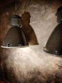 Original vintage black pendant light with glass, Czechoslovakia 1980s – thumbnail 6
