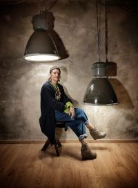 Original vintage black pendant light with glass, Czechoslovakia 1980s – thumbnail 1
