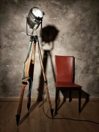 Spotlight da cinema vintage A.E. Cremer Paris su treppiede, Francia anni '50 – miniatura 21
