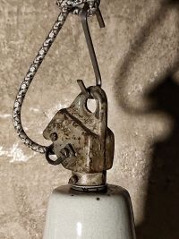 Original vintage cerulean blue pendant light, Poland 1950s-70s – thumbnail 15