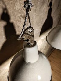 Original vintage cerulean blue pendant light, Poland 1950s-70s – thumbnail 17