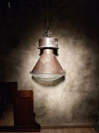 Original vintage Mesko pendant light with curved glass, Poland 1970s – thumbnail 8