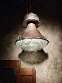 Original vintage Mesko pendant light with curved glass, Poland 1970s – thumbnail 9