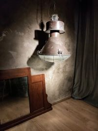 Original vintage Mesko pendant light with curved glass, Poland 1970s – thumbnail 15