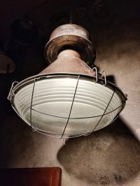 Original vintage Mesko pendant light with curved glass, Poland 1970s – thumbnail 11