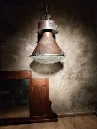 Original vintage Mesko pendant light with curved glass, Poland 1970s – thumbnail 2