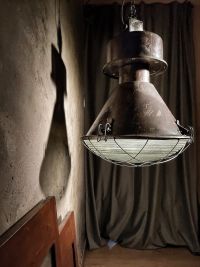 Original vintage Mesko pendant light with curved glass, Poland 1970s – thumbnail 3