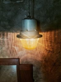 Original vintage Mesko pendant light in textured glass, Poland 1970s – thumbnail 5