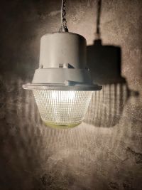 Original vintage Mesko pendant light in textured glass, Poland 1970s – thumbnail 6