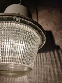 Original vintage Mesko pendant light in textured glass, Poland 1970s – thumbnail 17