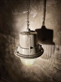 Original vintage Mesko pendant light in textured glass, Poland 1970s – thumbnail 8