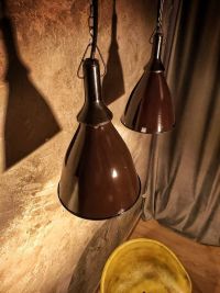 Original vintage conical pendant light, Bulgaria 1970s – thumbnail 5