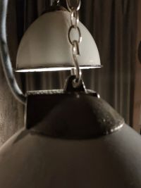 Lampada a sospensione vintage grigio-azzurra, Polonia anni '50-'70 – miniatura 7