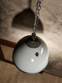 Lampada a sospensione vintage grigio-azzurra, Polonia anni '50-'70 – miniatura 5