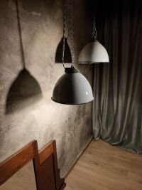 Lampada a sospensione vintage grigio-azzurra, Polonia anni '50-'70 – miniatura 3