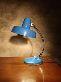 Lampada da scrivania vintage originale celeste, Ungheria anni '60 – miniatura 7
