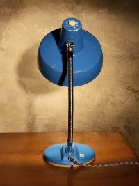 Lampada da scrivania vintage originale celeste, Ungheria anni '60 – miniatura 3