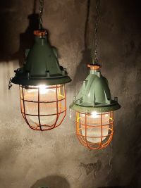 Lampada a sospensione vintage originale con griglia verde, URSS anni '70 – miniatura 16