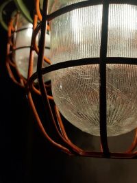 Lampada a sospensione vintage originale con griglia verde, URSS anni '70 – miniatura 19
