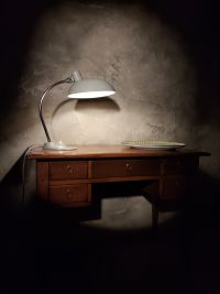 Lampada da scrivania vintage originale grigia a snodo, Ungheria anni '60 – miniatura 10
