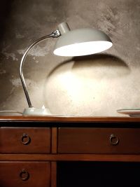 Lampada da scrivania vintage originale grigia a snodo, Ungheria anni '60 – miniatura 3