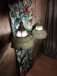 Lampada industriale anni '70 - Colore verde chiaro originale – miniatura 14