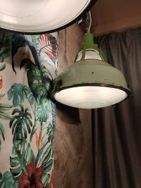 Lampada industriale anni '70 - Colore verde chiaro originale – miniatura 12