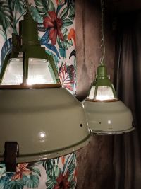 Lampada industriale anni '70 - Colore verde chiaro originale – miniatura 11