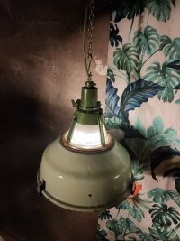 Lampada industriale anni '70 - Colore verde chiaro originale – miniatura 5